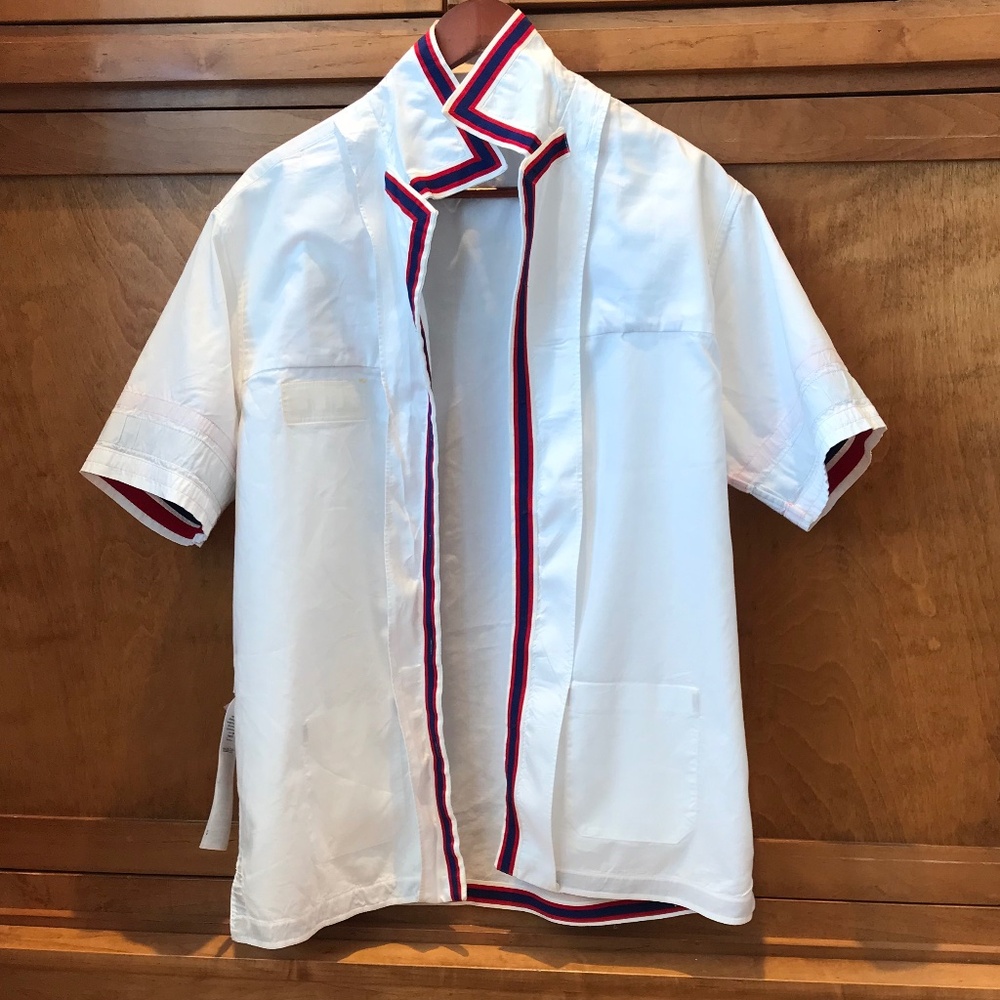 GUCCI WHITE RETRO VIBES LOGO PATCH BOWLING SHIRT - Picture 7 of 15